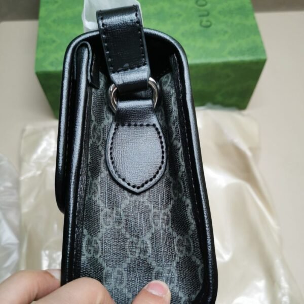 Gucci Gg Supreme Flap Messenger Bag Black 9.8 Inches