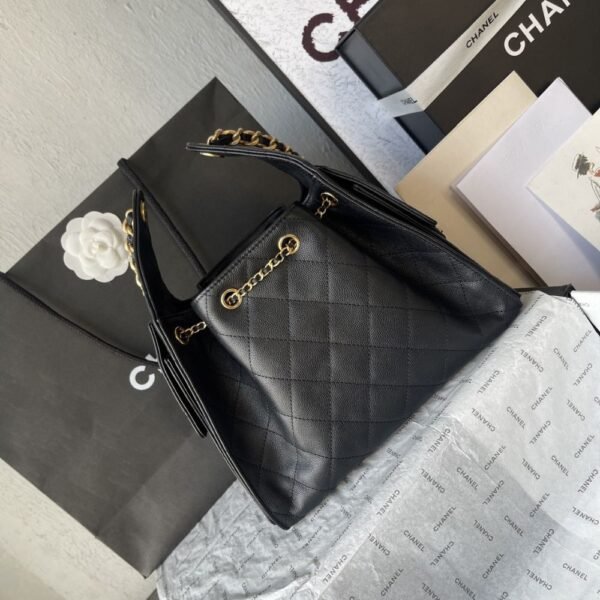 [Premium Quality] – Chanel 25 Small Handbag Grained And Gold Tone Metal Black 10.2 Inches As5293 B20304 94305