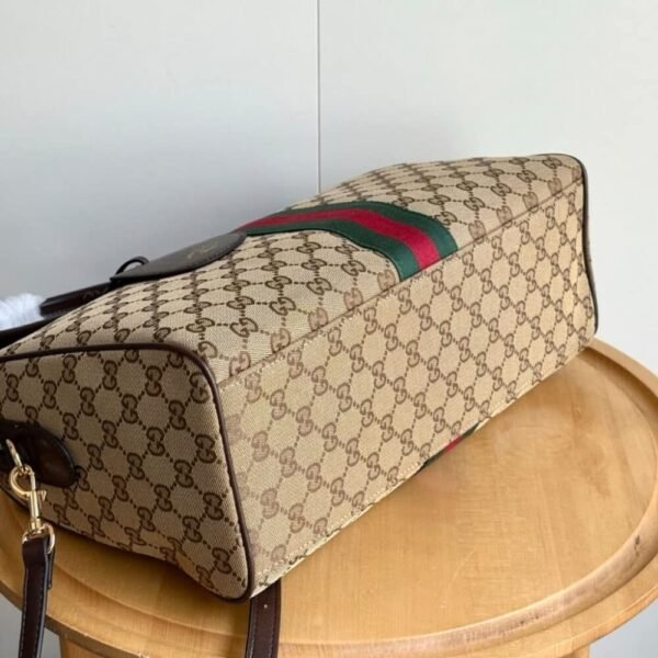 Gucci Borsetto Large Boston Bag GG Canvas Sand And Brown 15.2 Inches 866734 FAFV9 9653