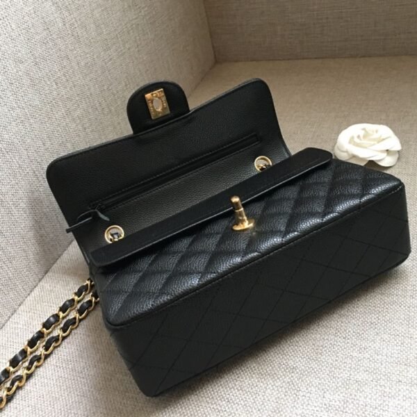 [Premium Quality] – Chanel Medium Classic Handbag Grained And Gold Tone Metal Black 10.2 Inches A01113 Y01864 C3906
