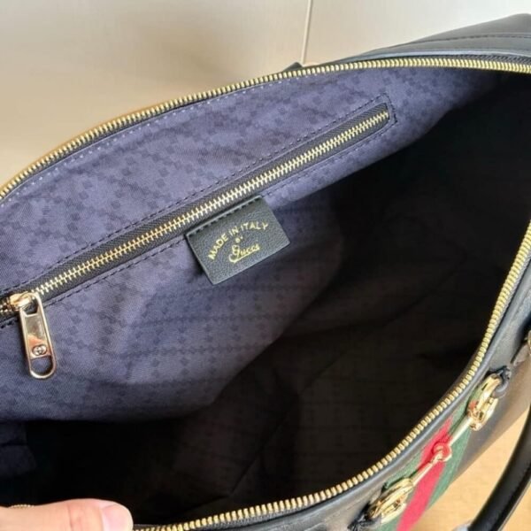 Gucci Borsetto Large Boston Bag Black Leather 15.2 Inches 866734 AAGIQ 1053