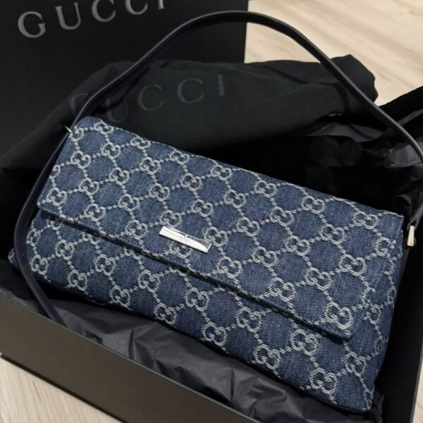 5-12-2.jpg Gucci Madison Medium Shoulder Bag GG Denim Dark Blue 12.2 Inches