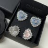 Chanel Heart Motif And Crystal Earrings Blue