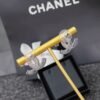 Chanel Cc Crystal Stud Earrings Metal Silver