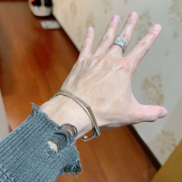 Gucci Trademark Sterling Silver Geometric Cuff Bracelet