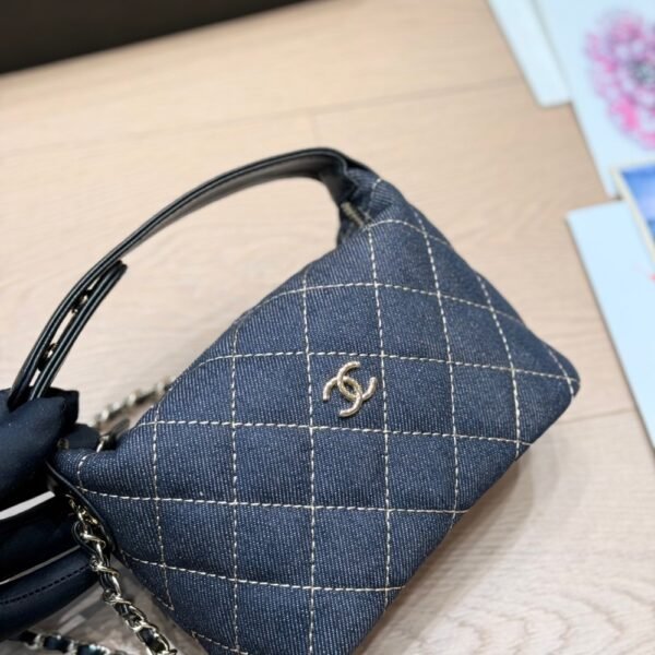 Chanel Mini Clutch With Shoulder Strap Denim Dark Blue 17cm