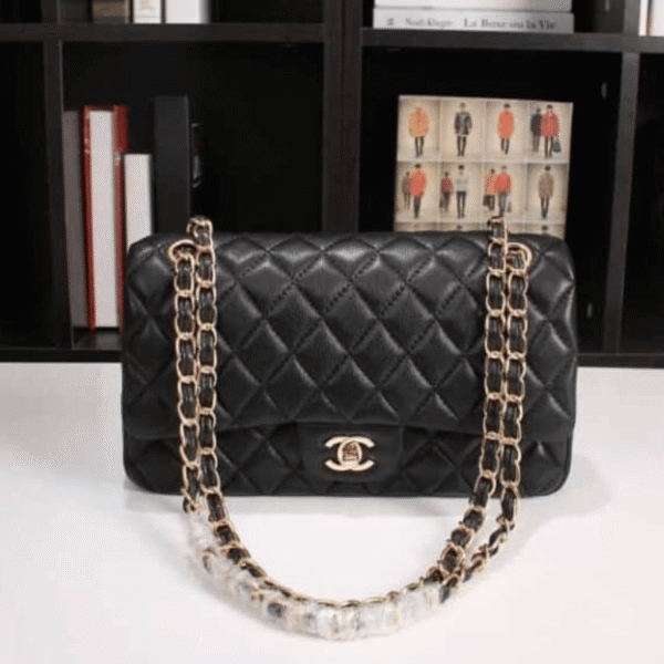 Chanel Classic Handbag Black 9.8 Inches