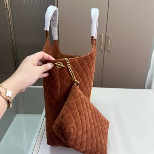Saint Laurent Large Tote Bag In Suede Copper 14.2 Inches