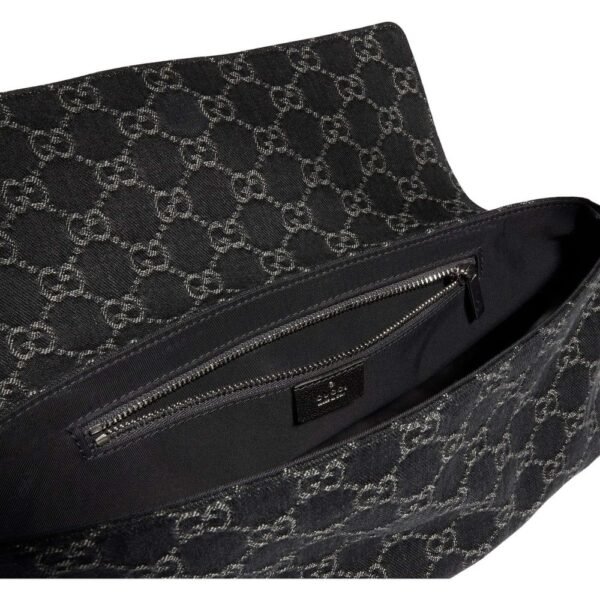 Gucci Madison Medium Shoulder Bag GG Denim Black 12.2 Inches
