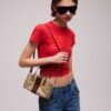 Gucci Mini Boston Bag Web GG Canvas Sand Dark Brown 7.5 Inches