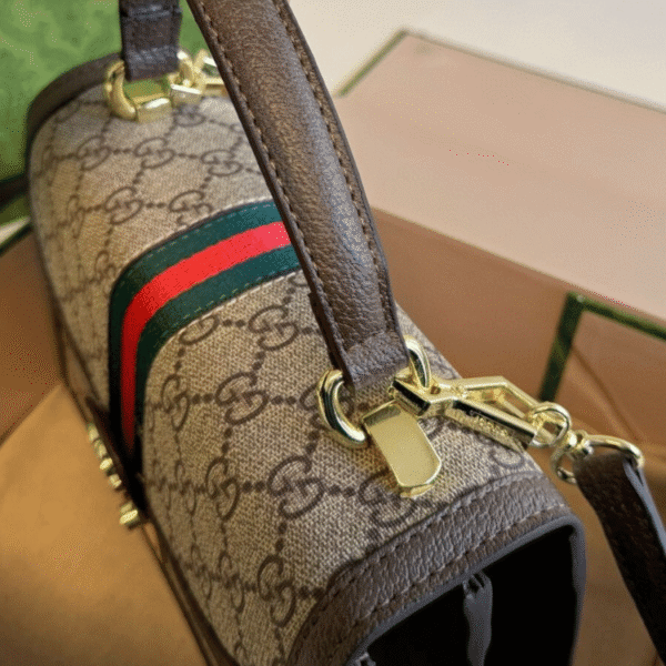 Gucci Ophidia Top Handle Bag Brown 9.8 Inches 651055 96LWX 8745