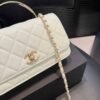 5-21 Chanel Clutch With Strap Shiny Crumpled With Imitation Pearls White 7.9 Inches Ap3803 B15603 10601