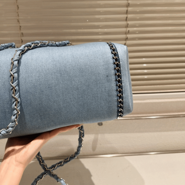 Chanel Bowling Bag Vintage Denim Blue 13.8 Inches