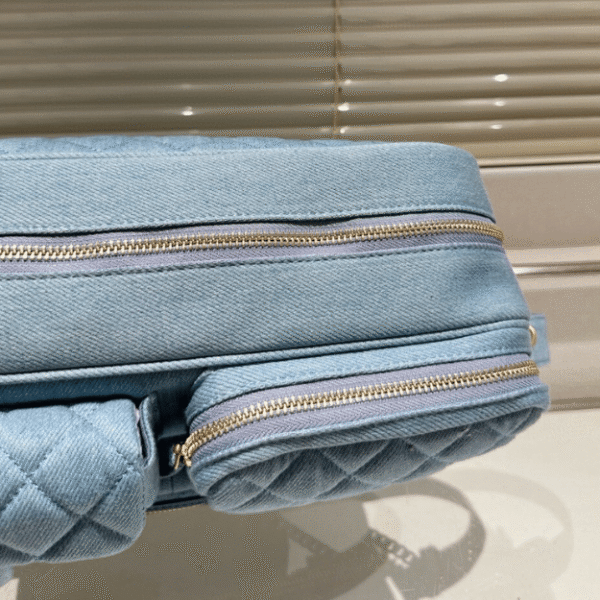 Chanel Quilted Camera Bag Blue 12.2 Inches
