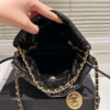 Chanel 22 Sequined Coin Bucket Bag Black 6.7 Inches