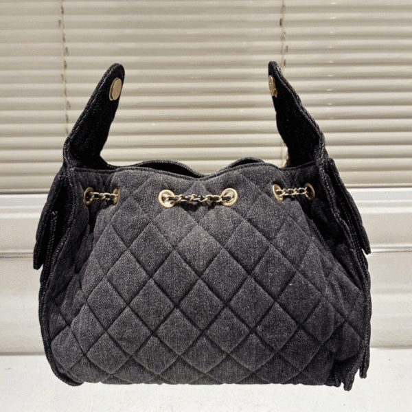 Chanel 25 Hobo Bucket Bag Black 10.2 Inches