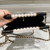 5-235 Chanel Small Tote Shini Pearls Gold-Tone Metal Black 9.1 Inches