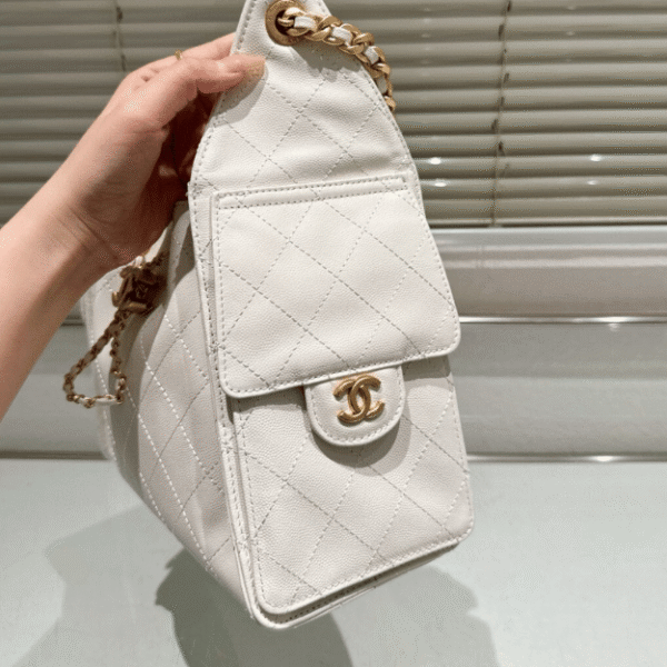 Chanel 25 Small Hand Bag White 13.4 Inches