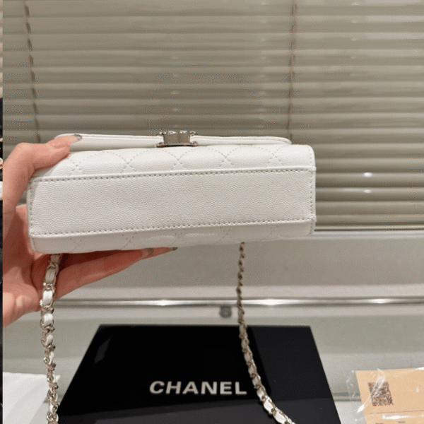Chanel Wallets On Chain (Woc) Top Handle Bag White 7.1 Inches
