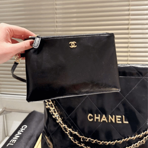 Chanel 22 Horizontal Bucket Bag Black 13.8 Inches