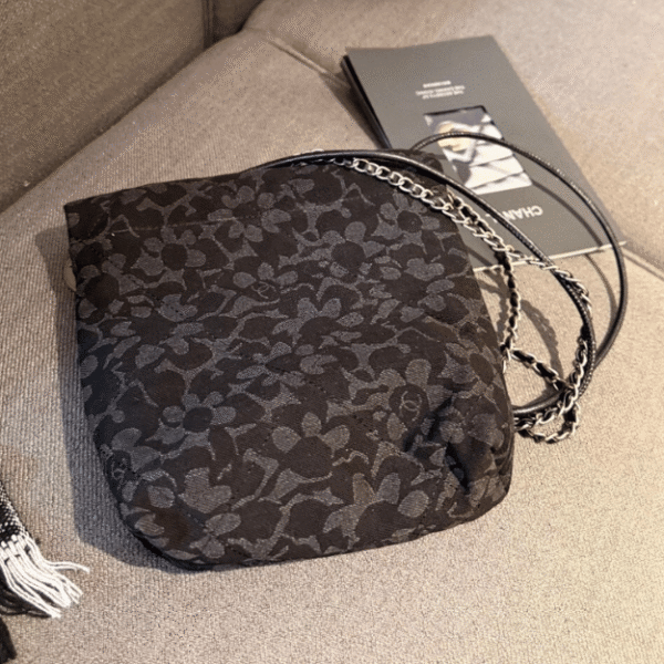 Chanel 22 Drawstring Bucket Bag Black 13.8 Inches