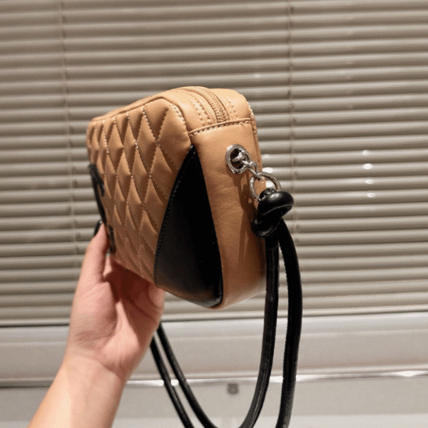 5-261 Chanel Cambon Ligne Shoulder Bag Milk Tea/Black Bicolor 8.6 Inches