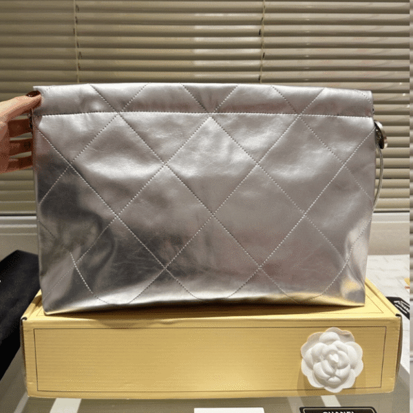 Chanel 22 Handbag Silver Metallic 13.8 Inches