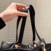 Chanel Drawstring Bucket Bag With Front Pocket Black 13 Inches