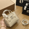 Chanel Vanity Mini Tote Bag With Crystal Cc Logo Off-White 6.3 Inches