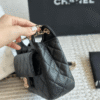 5-279 Chanel 22 Hobo/Shoulder Bag With Flap Pocket Black 7.5 Inches