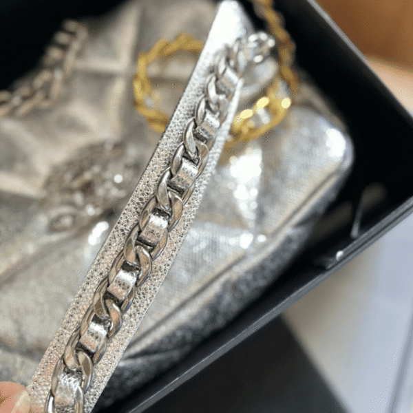 Chanel 19 Flap Bag Silver 10.2 Inches