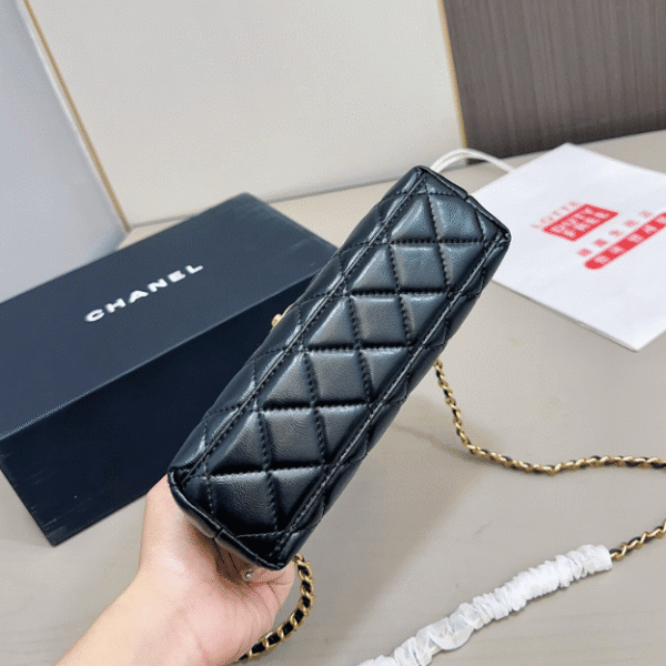 Chanel Mini Top Handle Flap Bag Black 8.3 Inches