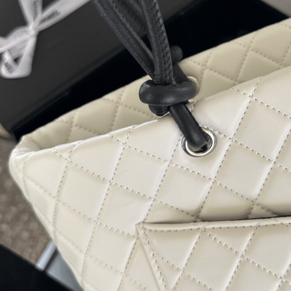 Chanel Cambon Line Tote Bag White/Black 11.0 Inches