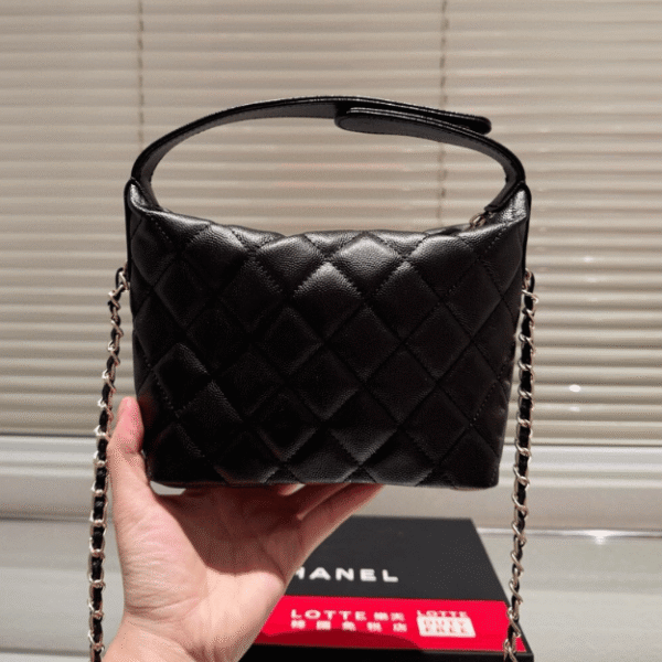 Chanel Hobo/Shoulder Bag With Top Handle Black 7.1 Inches