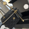 Chanel Mini Vanity Case With Gold Ball Black 7.1 Inches