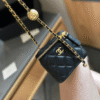 Chanel Mini Vanity Case With Gold Ball Black 4.3 Inches