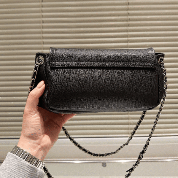 Chanel Vintage-Style Flap Bag Black 9.1 Inches