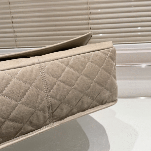 5-307 Chanel Vintage-Style Flap Bag Khaki 15.7 Inches