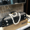 Chanel Quilted Chain Tote Bag Black 14.2 Inches