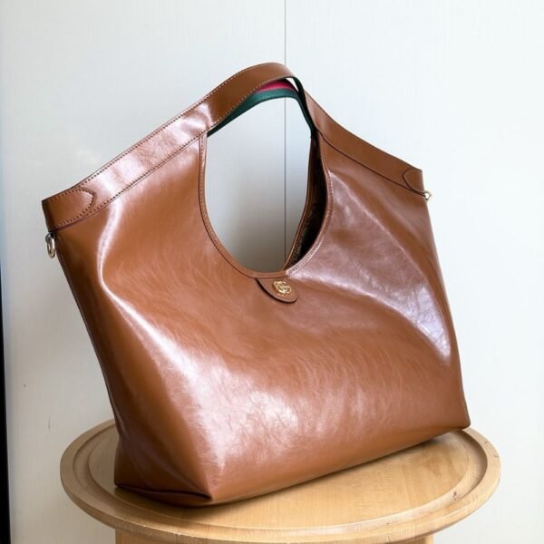 5-34 Gucci Giglio Large Tote Bag Dark Brown Leather 23.6 Inches 853971 AAF2H 7645