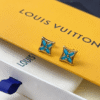 Louis Vuitton Monogram Flower Tile Stud Earring Gold-Tone Q16641