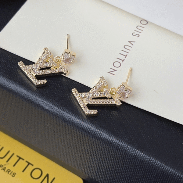 Louis Vuitton Lv Charm Drop Earrings Gold-Tone
