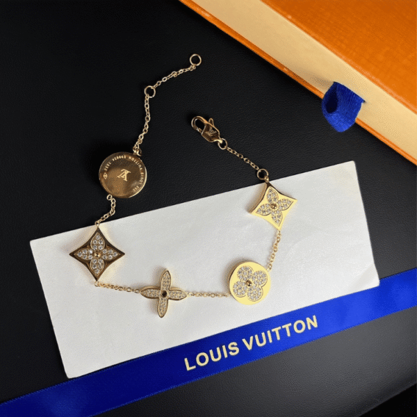 Louis Vuitton Monogram Flower Charm Bracelet Gold-Tone