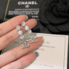 Chanel Cc Logo Drop Earrings With Pearls And Rhinestones Silver-Tone