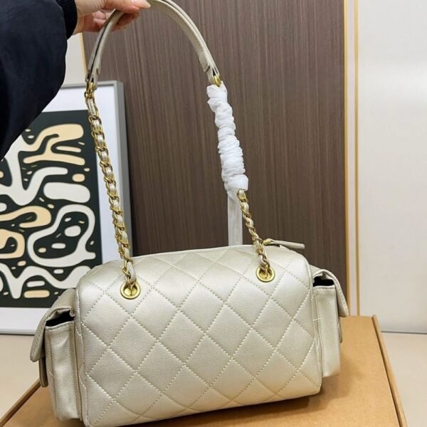 Chanel Small Bowling Bag Light Beige 9.8 Inches