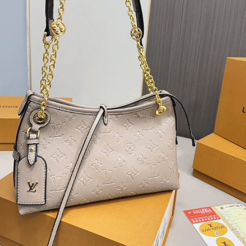 Louis Vuitton Carryall Tote Monogram Empreinte Beige 10.6 Inches