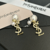 Yves Saint Laurent Cassandre Logo And Pearl Double Earrings Gold-Tone