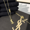 Yves Saint Laurent Cassandre Logo Pendant Necklace Gold-Tone