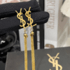 Yves Saint Laurent Cassandre Logo Tassel Earrings Gold-Tone