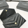Saint Laurent Envelope Tri-Fold Wallet Black Grain De Poudre 3.5 Inches
